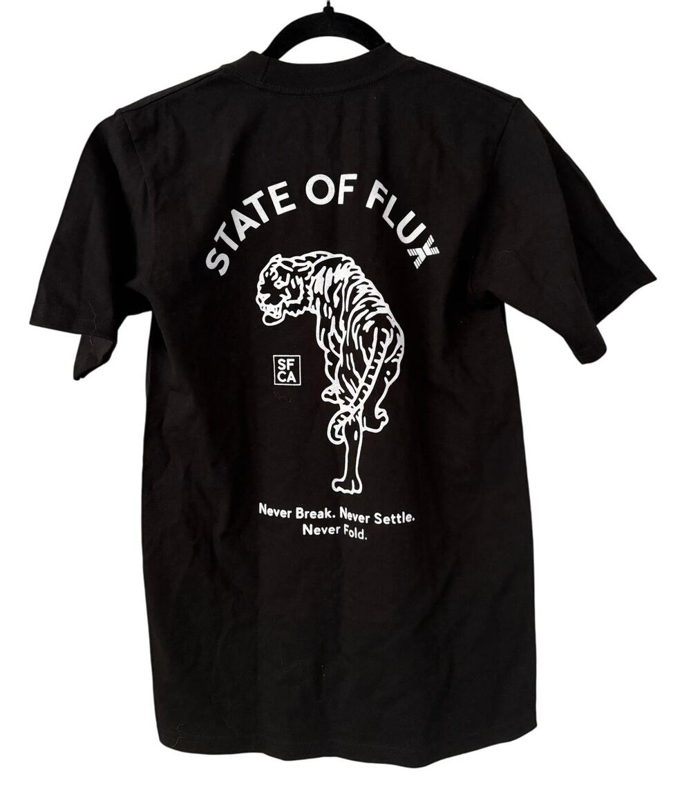 State of Flux Tiger Black Graphic T-Shirt Small Unisex Streetwear Casual SF